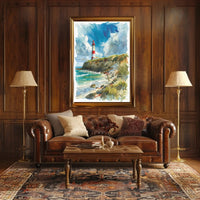 Coastal Lighthouse Serenity: Stunning Abstract, Artistic Poster PosterGoat