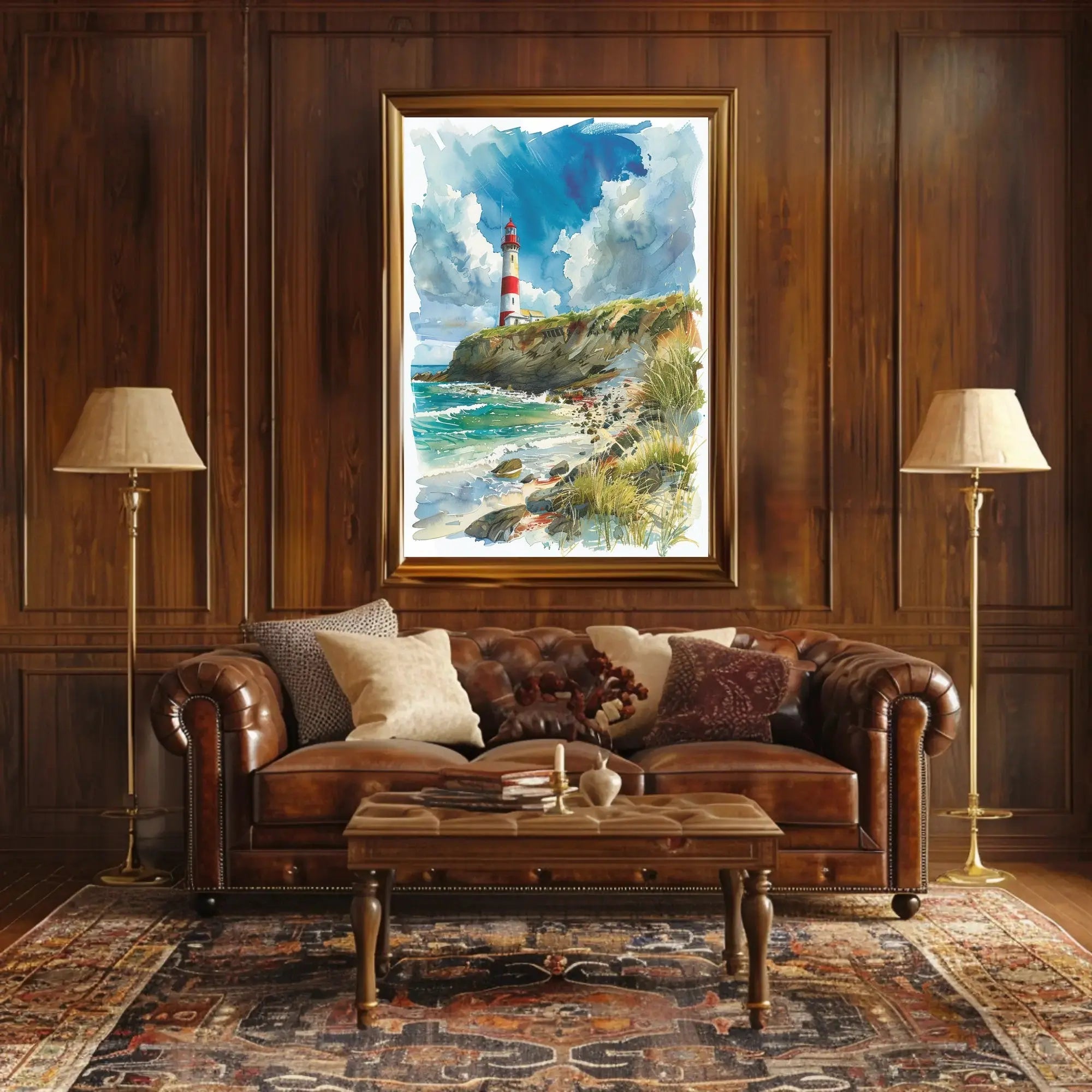 Coastal Lighthouse Serenity: Stunning Abstract, Artistic Poster PosterGoat