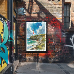 Coastal Lighthouse Serenity: Stunning Abstract, Artistic Poster PosterGoat