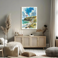 Coastal Lighthouse Serenity: Stunning Abstract, Artistic Poster PosterGoat