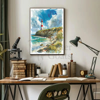 Coastal Lighthouse Serenity: Stunning Abstract, Artistic Poster PosterGoat