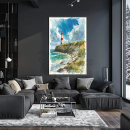 Coastal Lighthouse Serenity: Stunning Abstract, Artistic Poster PosterGoat