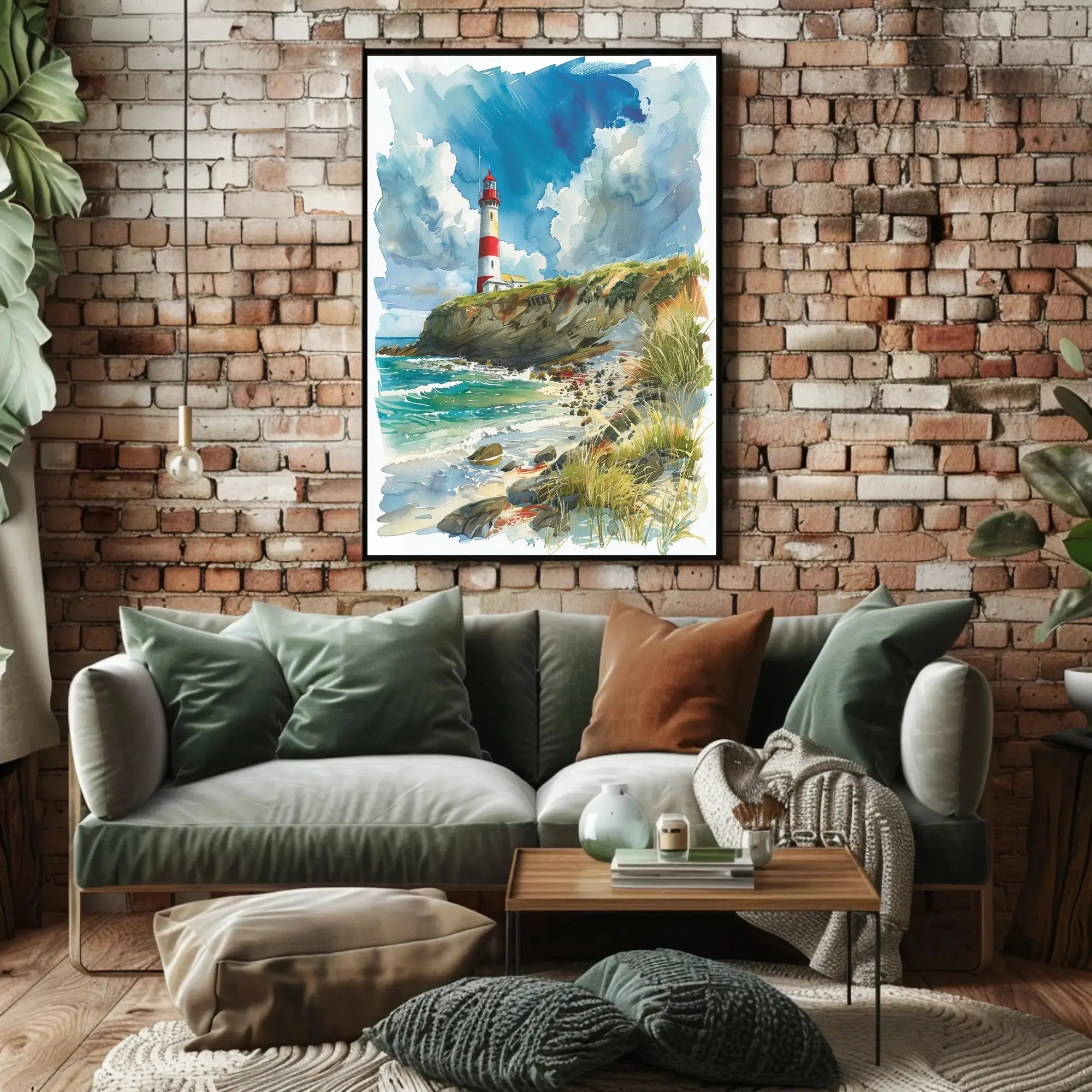 Coastal Lighthouse Serenity: Stunning Abstract, Artistic Poster PosterGoat