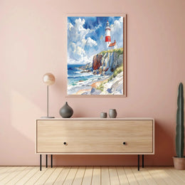 Coastal Lighthouse Tranquility Art Print - Artistic Poster PosterGoat