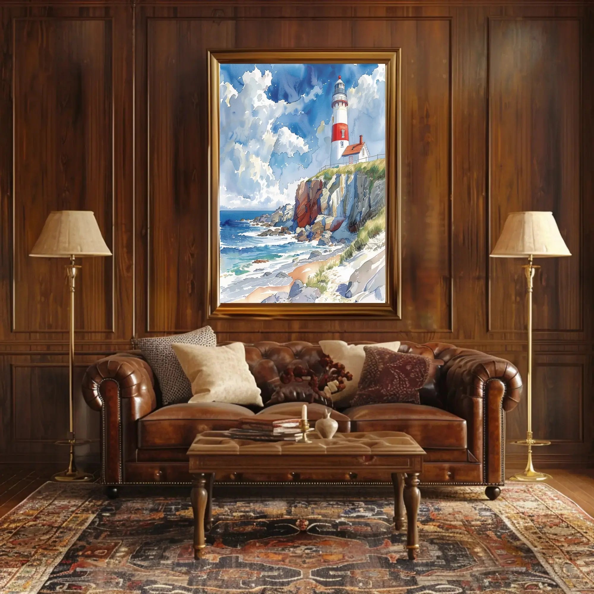Coastal Lighthouse Tranquility Art Print - Artistic Poster PosterGoat