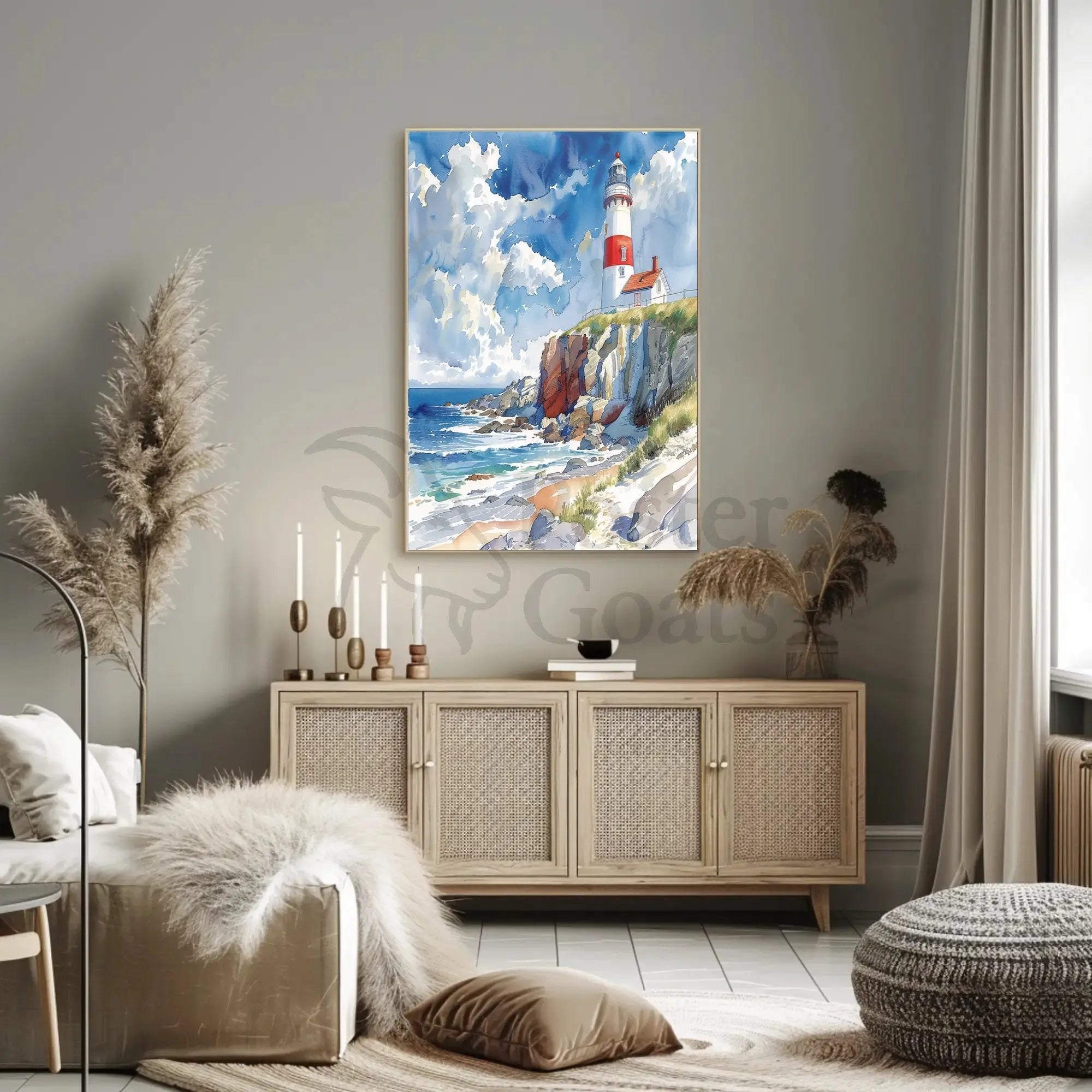 Coastal Lighthouse Tranquility Art Print - Artistic Poster PosterGoat