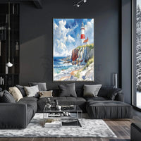 Coastal Lighthouse Tranquility Art Print - Artistic Poster PosterGoat