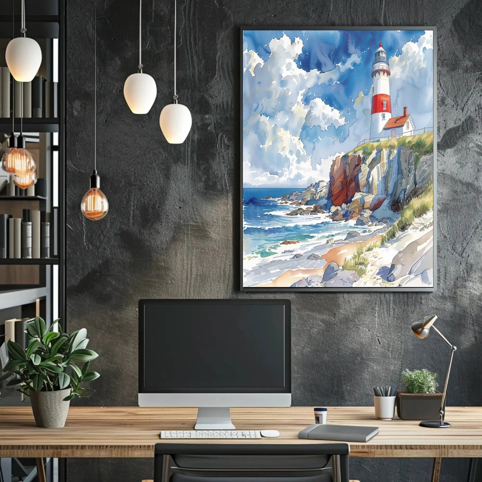 Coastal Lighthouse Tranquility Art Print - Artistic Poster PosterGoat