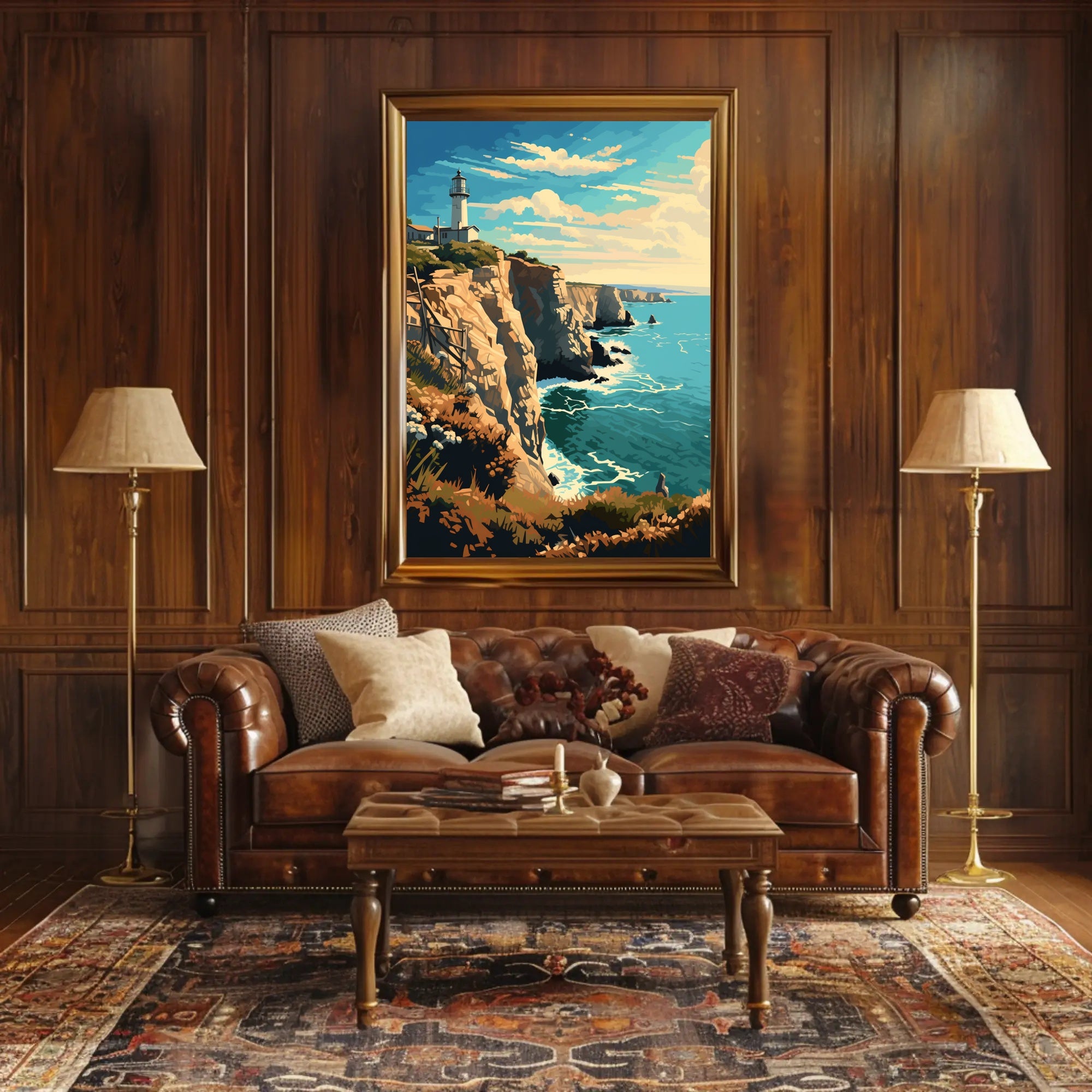 Coastal Lighthouse Vintage Travel Artistic Poster PosterGoat