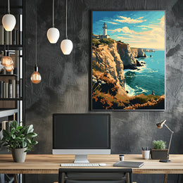 Coastal Lighthouse Vintage Travel Artistic Poster PosterGoat
