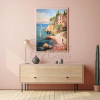 Coastal Retreat in Mediterranean Impressionistic Artistic Poster PosterGoat