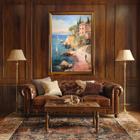 Coastal Retreat in Mediterranean Impressionistic Artistic Poster PosterGoat
