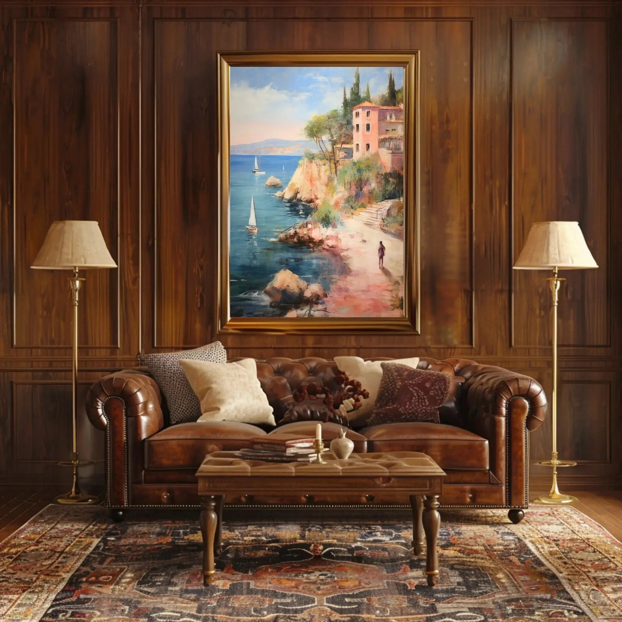 Coastal Retreat in Mediterranean Impressionistic Artistic Poster PosterGoat