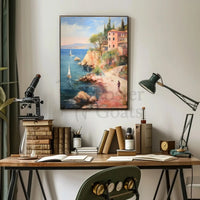 Coastal Retreat in Mediterranean Impressionistic Artistic Poster PosterGoat