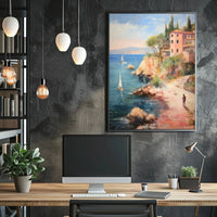 Coastal Retreat in Mediterranean Impressionistic Artistic Poster PosterGoat
