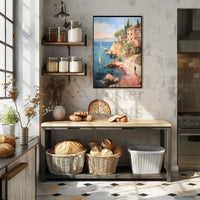Coastal Retreat in Mediterranean Impressionistic Artistic Poster PosterGoat