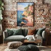 Coastal Retreat in Mediterranean Impressionistic Artistic Poster PosterGoat