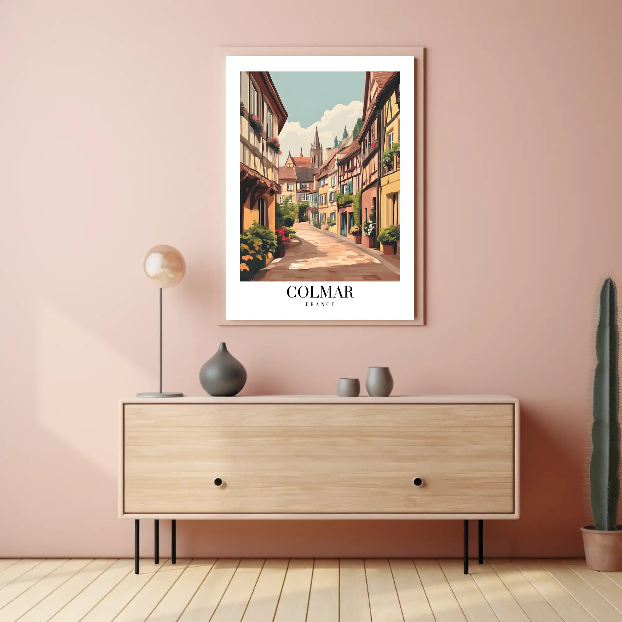 Colmar Street Scene Vintage Travel Poster PosterGoat
