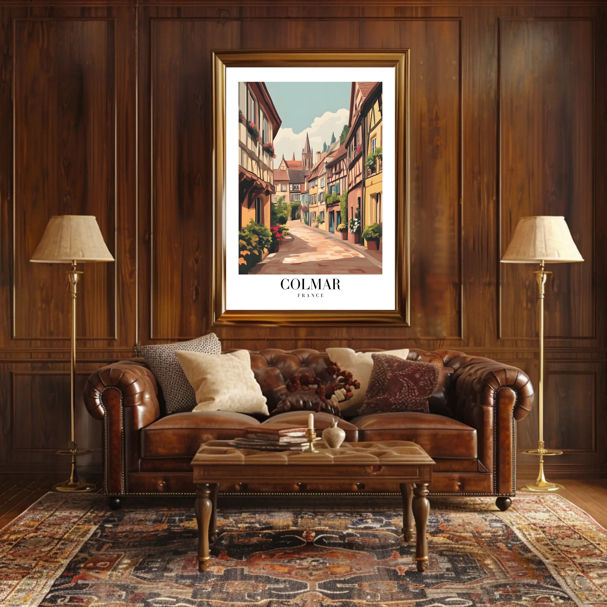 Colmar Street Scene Vintage Travel Poster PosterGoat