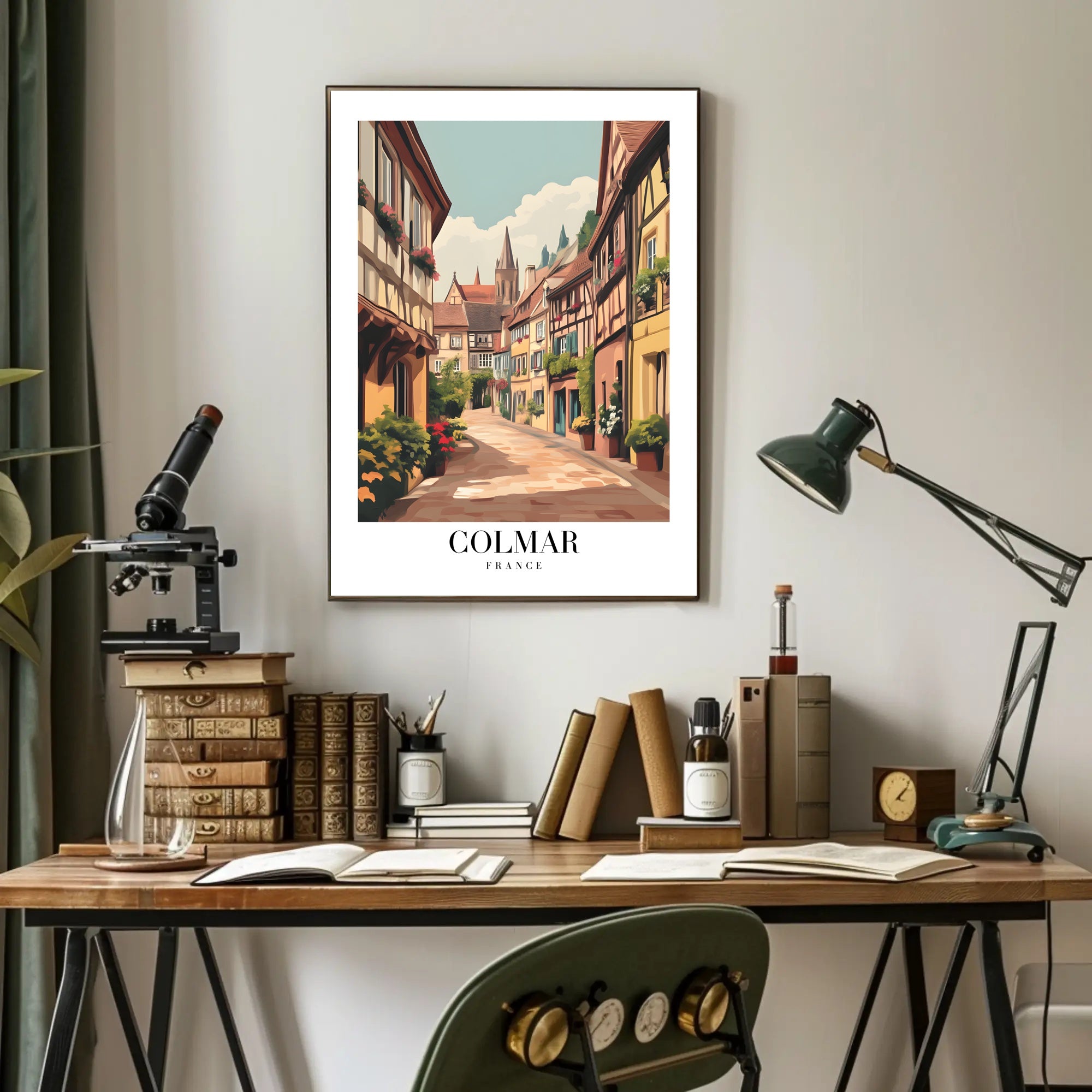 Colmar Street Scene Vintage Travel Poster PosterGoat