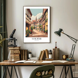 Colmar Street Scene Vintage Travel Poster PosterGoat