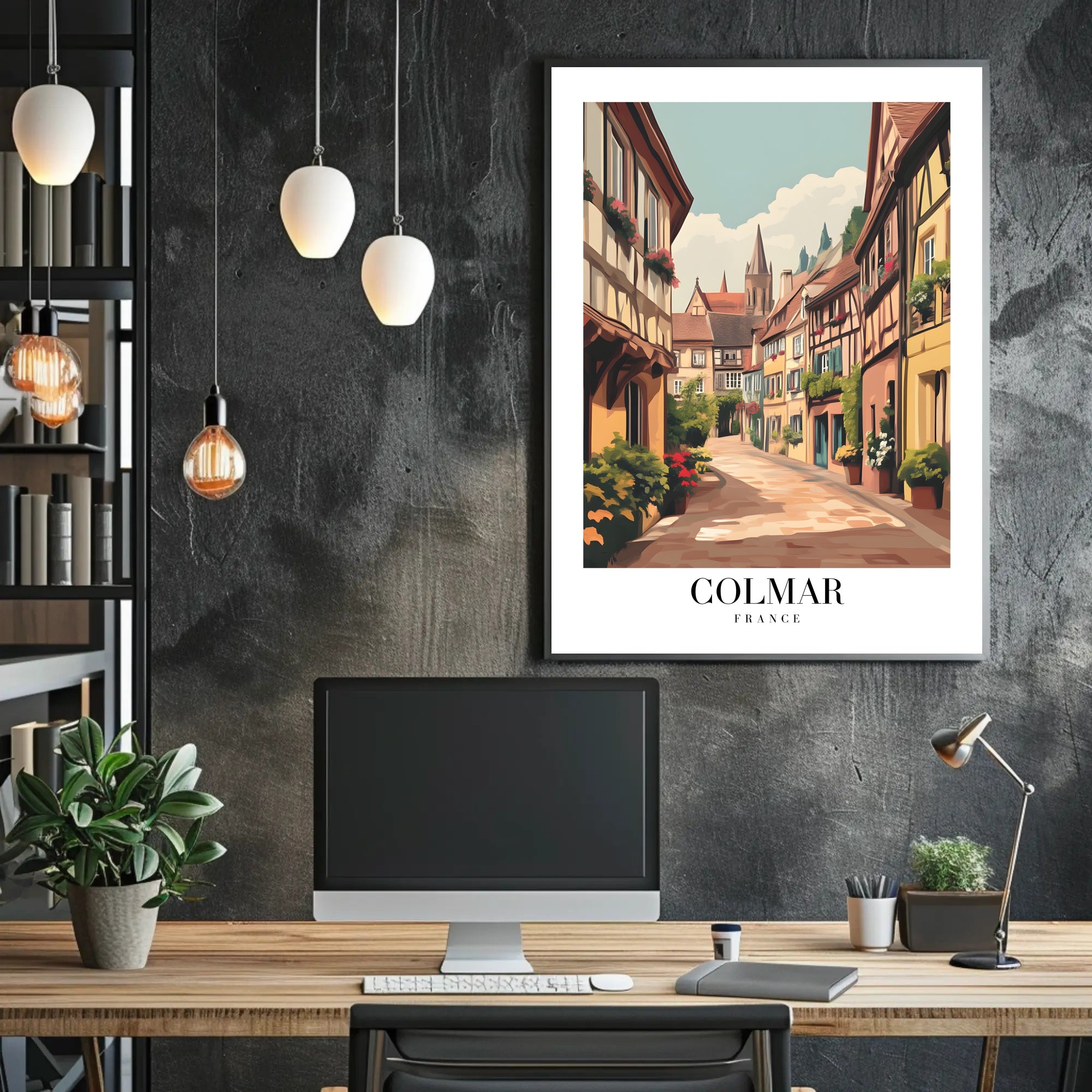 Colmar Street Scene Vintage Travel Poster PosterGoat