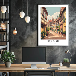 Colmar Street Scene Vintage Travel Poster PosterGoat