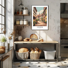 Colmar Street Scene Vintage Travel Poster PosterGoat