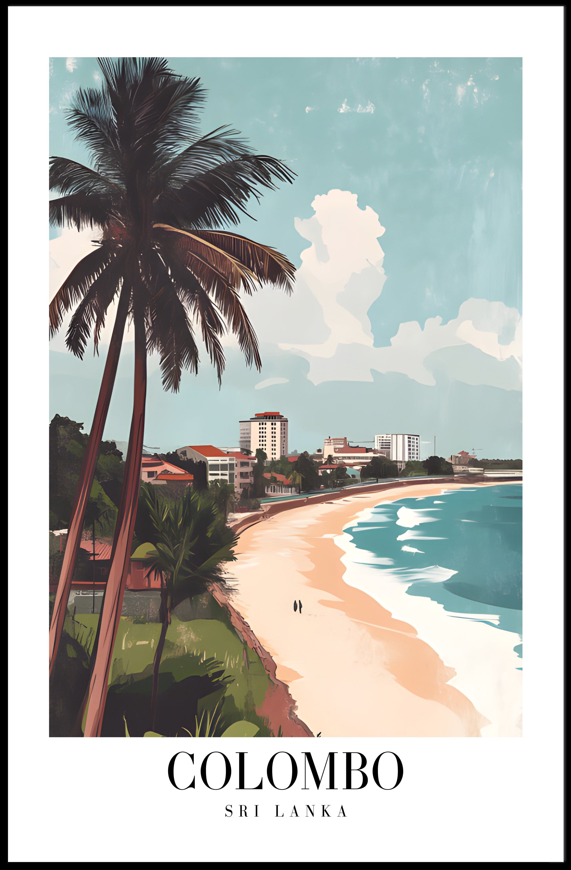 Colombo Coastal Scene Vintage Travel Poster PosterGoat
