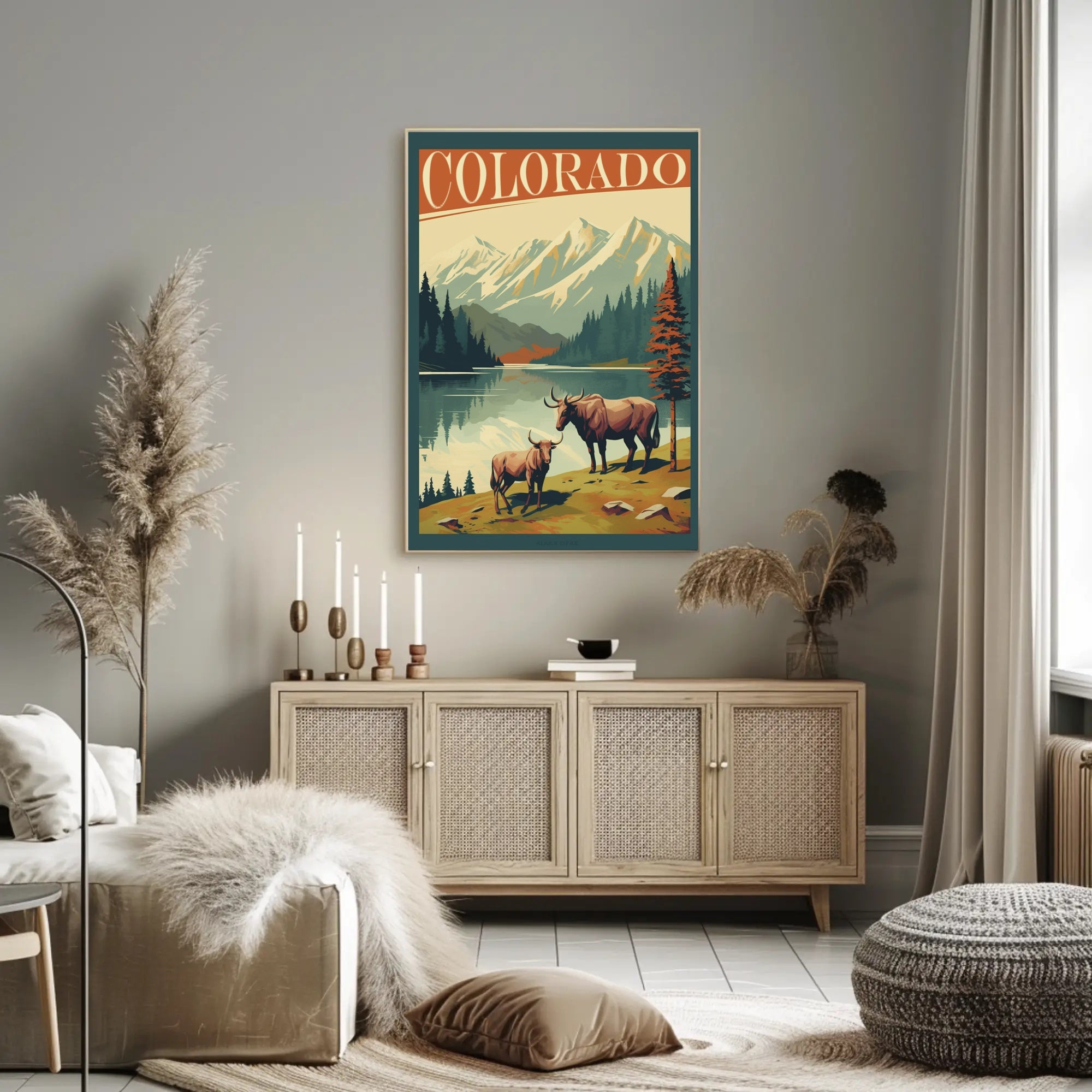 Colorado Bison Wilderness Adventure Travel Poster PosterGoat
