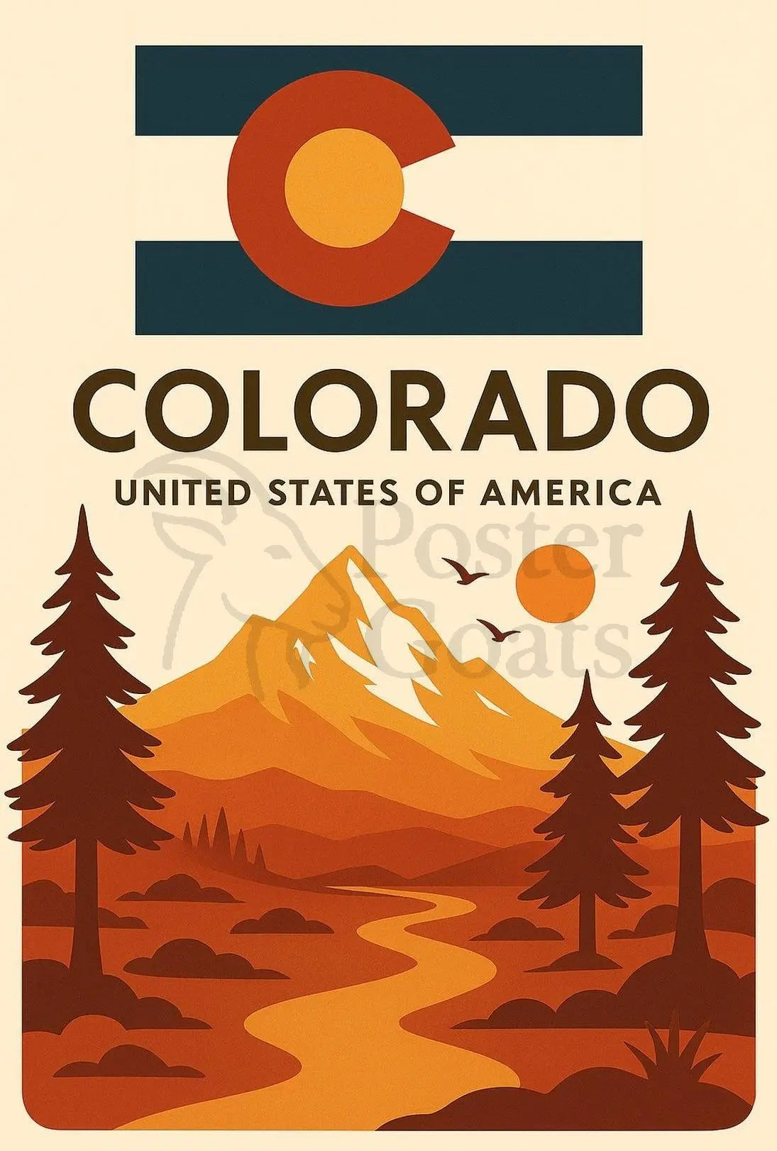 Colorado Mountain Adventure Retro Travel Poster PosterGoat