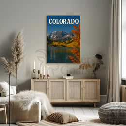 Colorado Mountain Landscape with Autumn Foliage Travel Poster PosterGoat