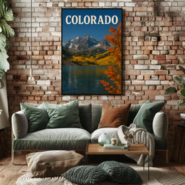 Colorado Mountain Landscape with Autumn Foliage Travel Poster PosterGoat