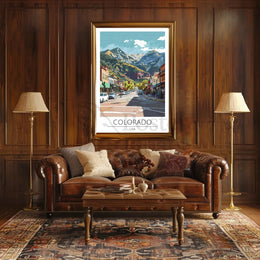 Colorado Mountain Town Scenic Vista Travel Poster PosterGoat