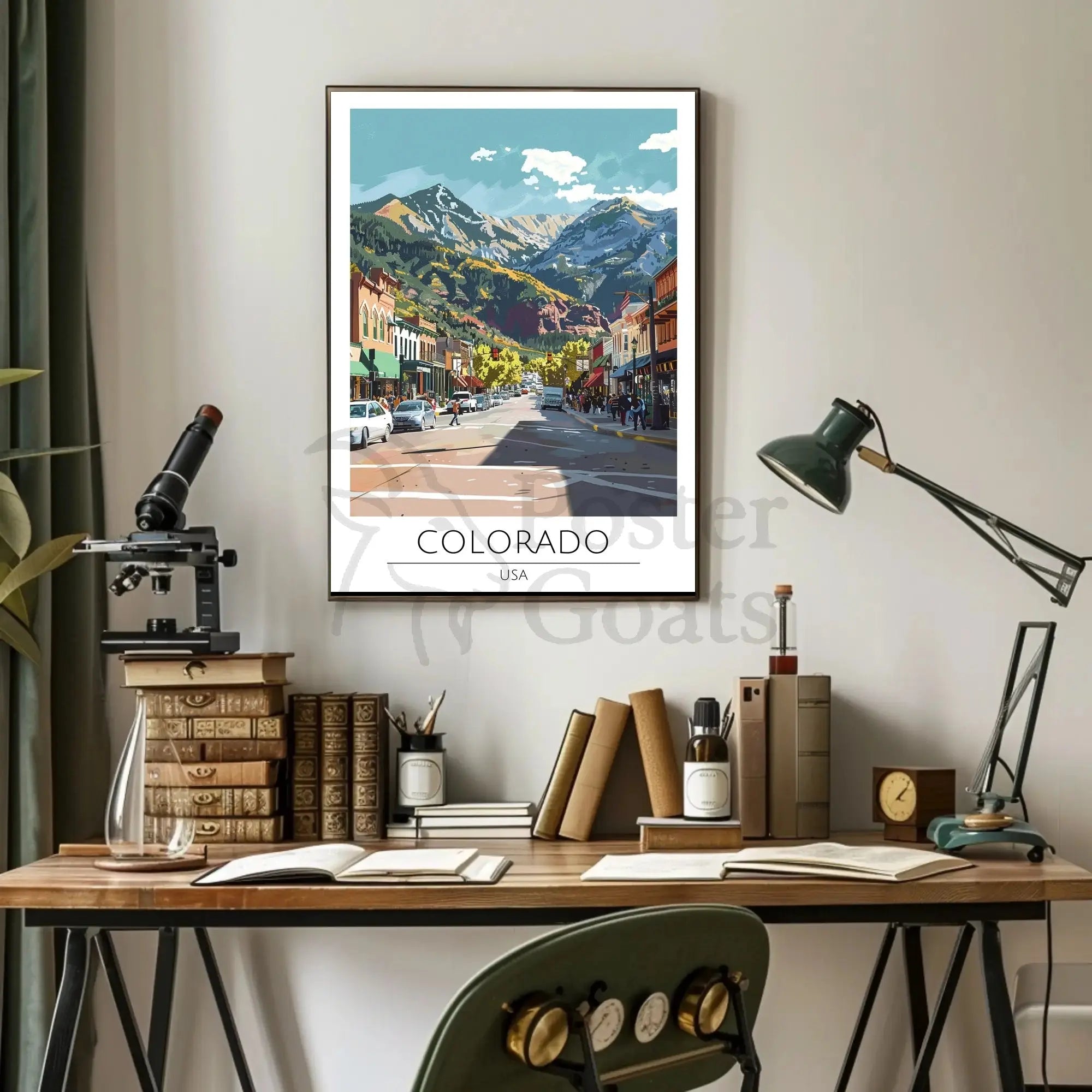 Colorado Mountain Town Scenic Vista Travel Poster PosterGoat