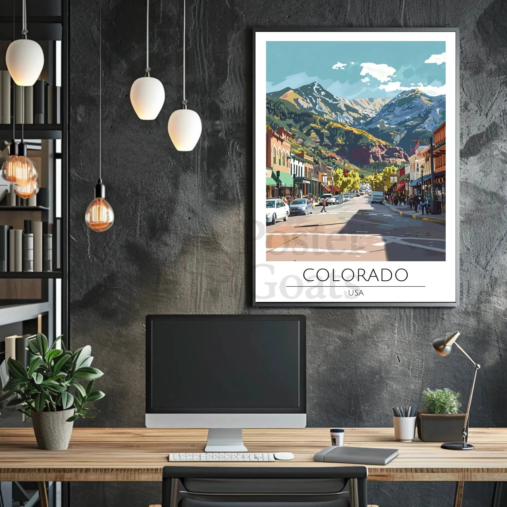 Colorado Mountain Town Scenic Vista Travel Poster PosterGoat