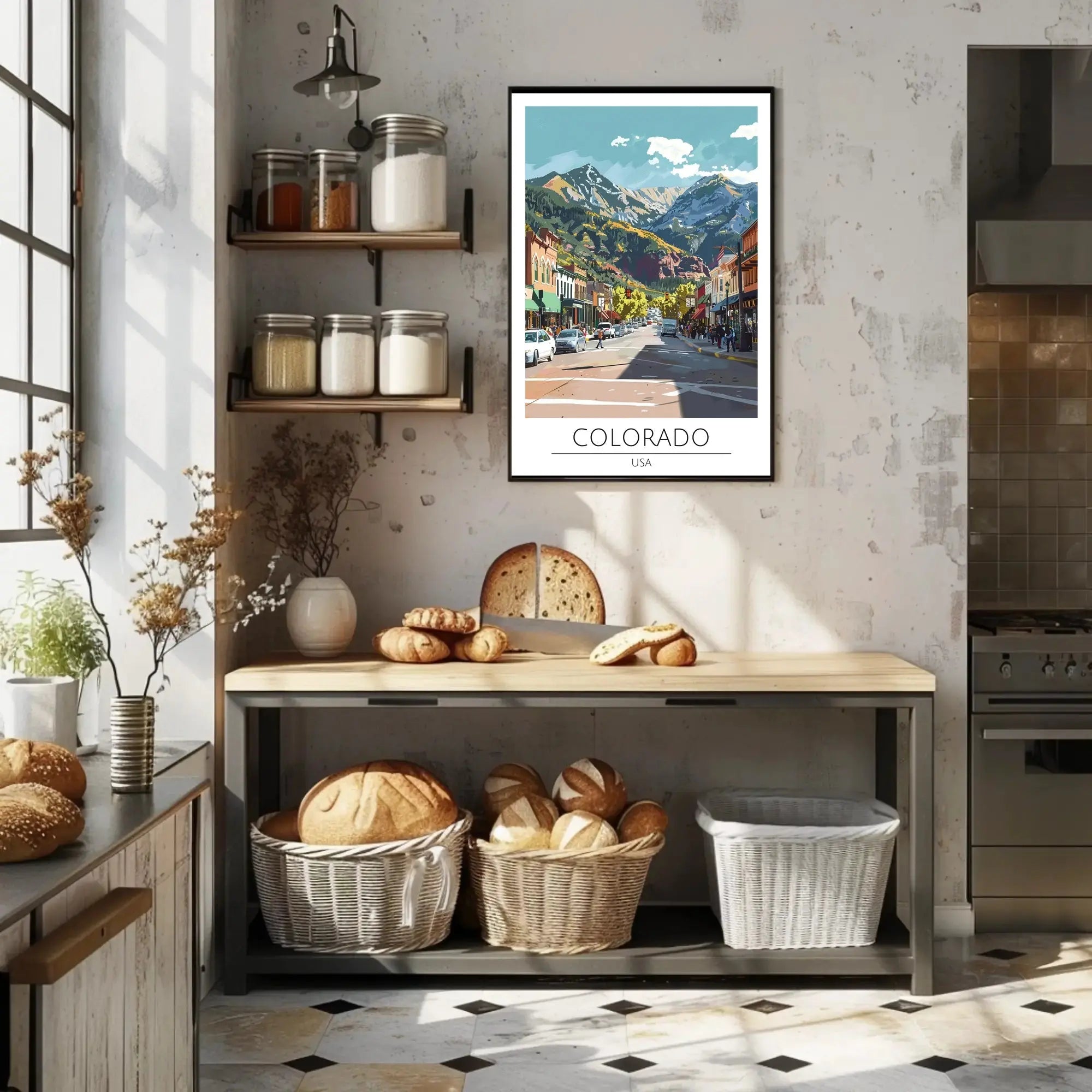 Colorado Mountain Town Scenic Vista Travel Poster PosterGoat