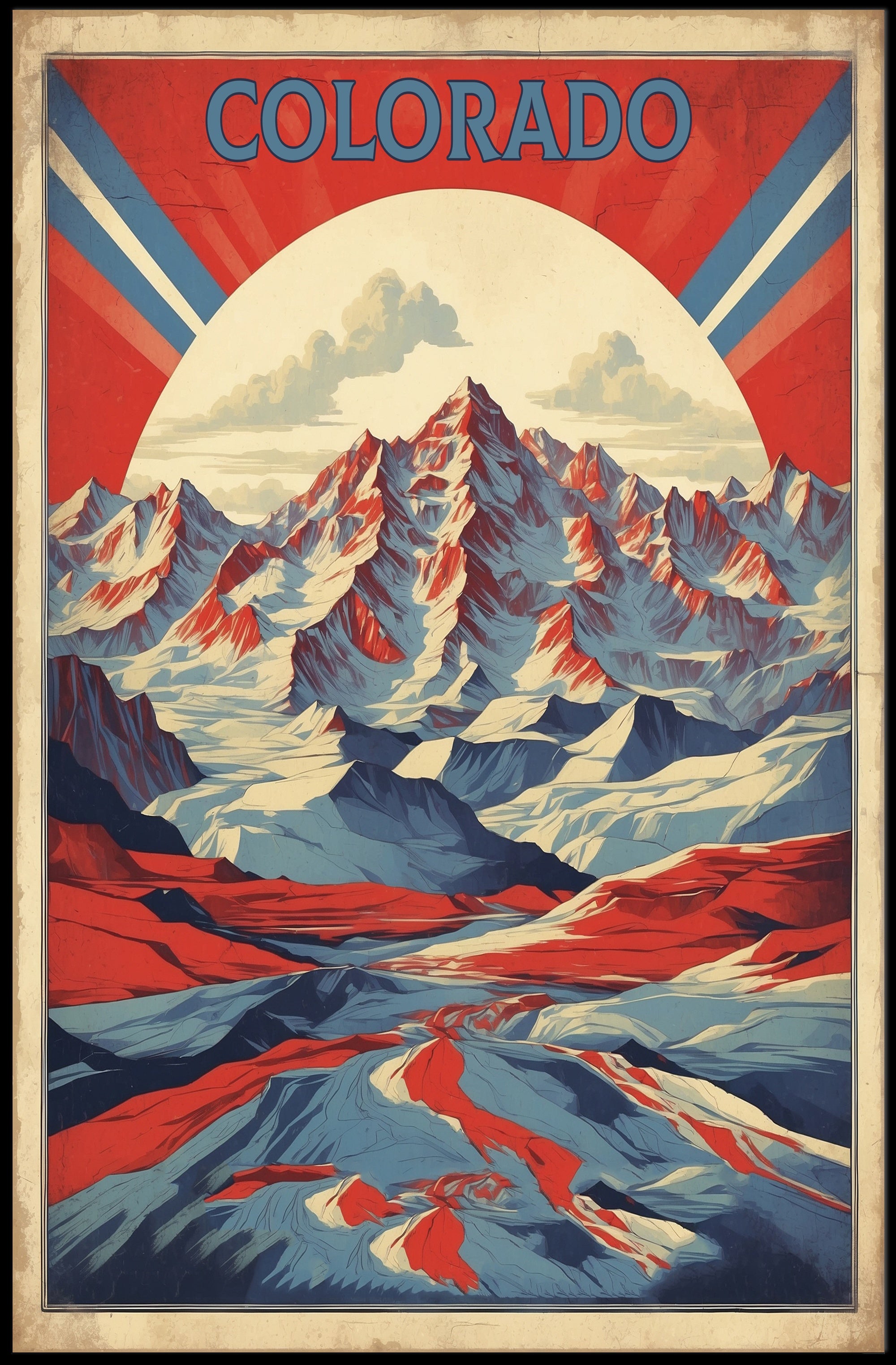 Colorado Rocky Mountains Retro Travel Poster PosterGoat