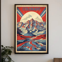 Colorado Rocky Mountains Retro Travel Poster PosterGoat