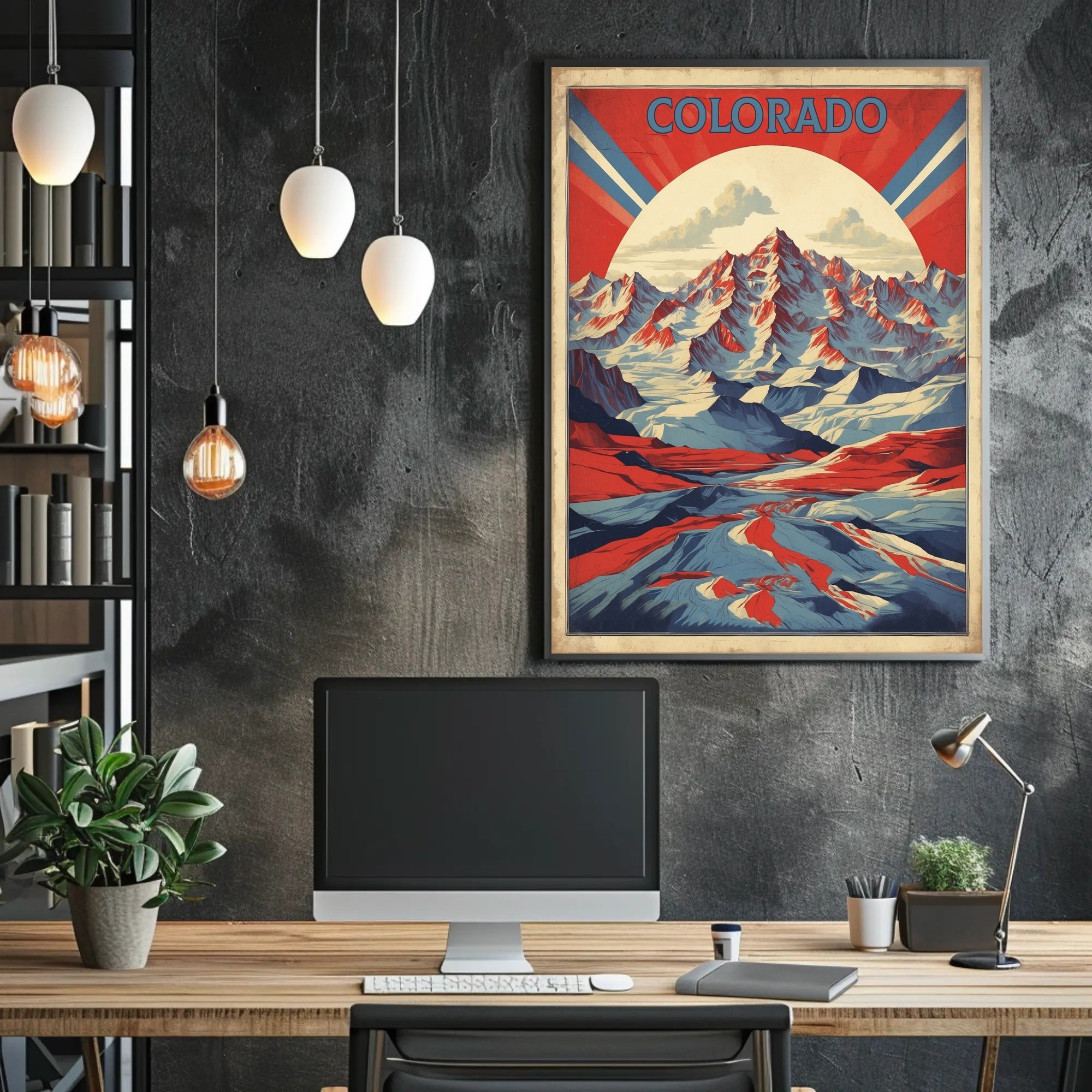 Colorado Rocky Mountains Retro Travel Poster PosterGoat