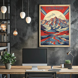 Colorado Rocky Mountains Retro Travel Poster PosterGoat