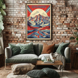 Colorado Rocky Mountains Retro Travel Poster PosterGoat