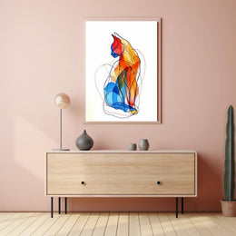 Colorful Abstract Cat Illustration for Artistic Poster PosterGoat