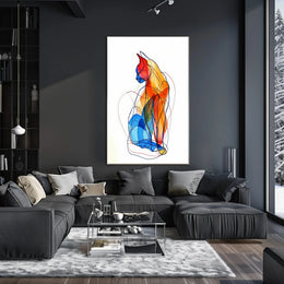Colorful Abstract Cat Illustration for Artistic Poster PosterGoat