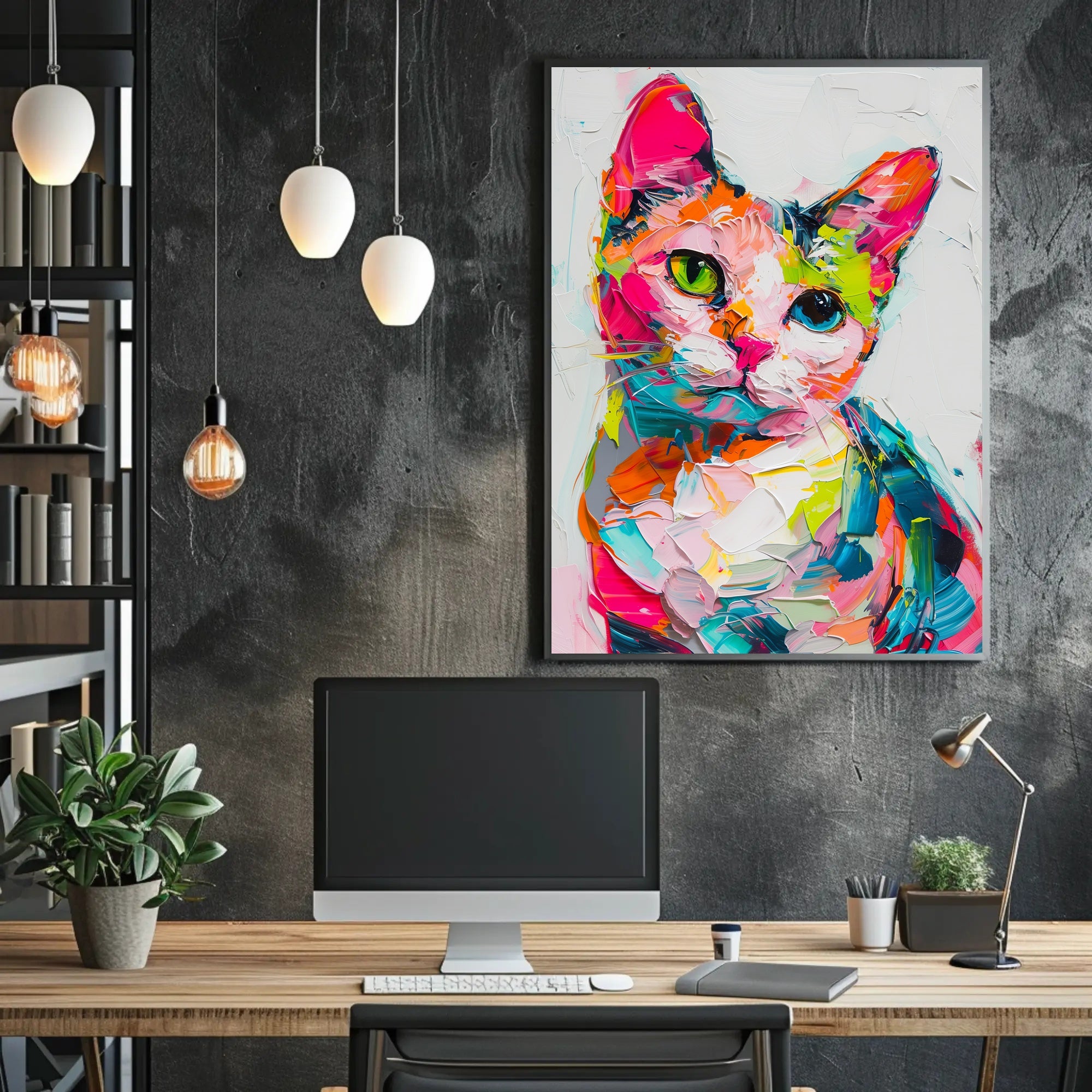 Colorful Abstract Cat Painting: Artistic Poster PosterGoat