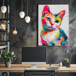 Colorful Abstract Cat Painting: Artistic Poster PosterGoat