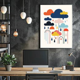 Colorful Abstract Clouds and Rain Poster – Artistic Poster PosterGoat