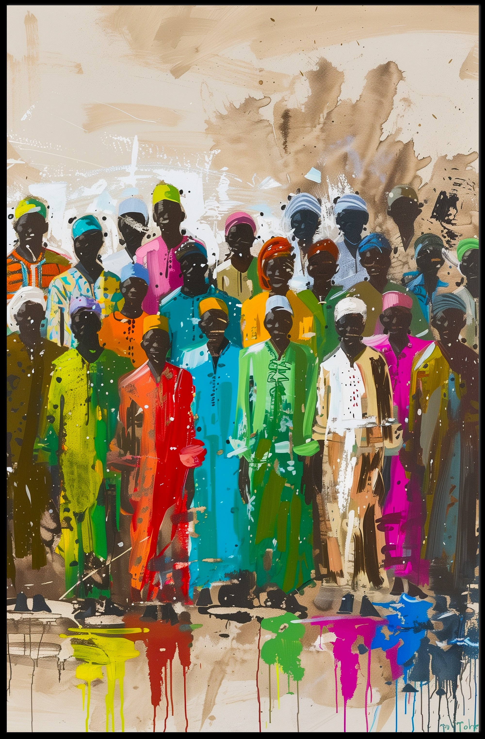 Colorful Abstract Human Figures Poster Celebrates Unity and Diversity PosterGoat
