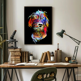 Colorful Canine Art: Abstract Dog Breed Poster PosterGoat