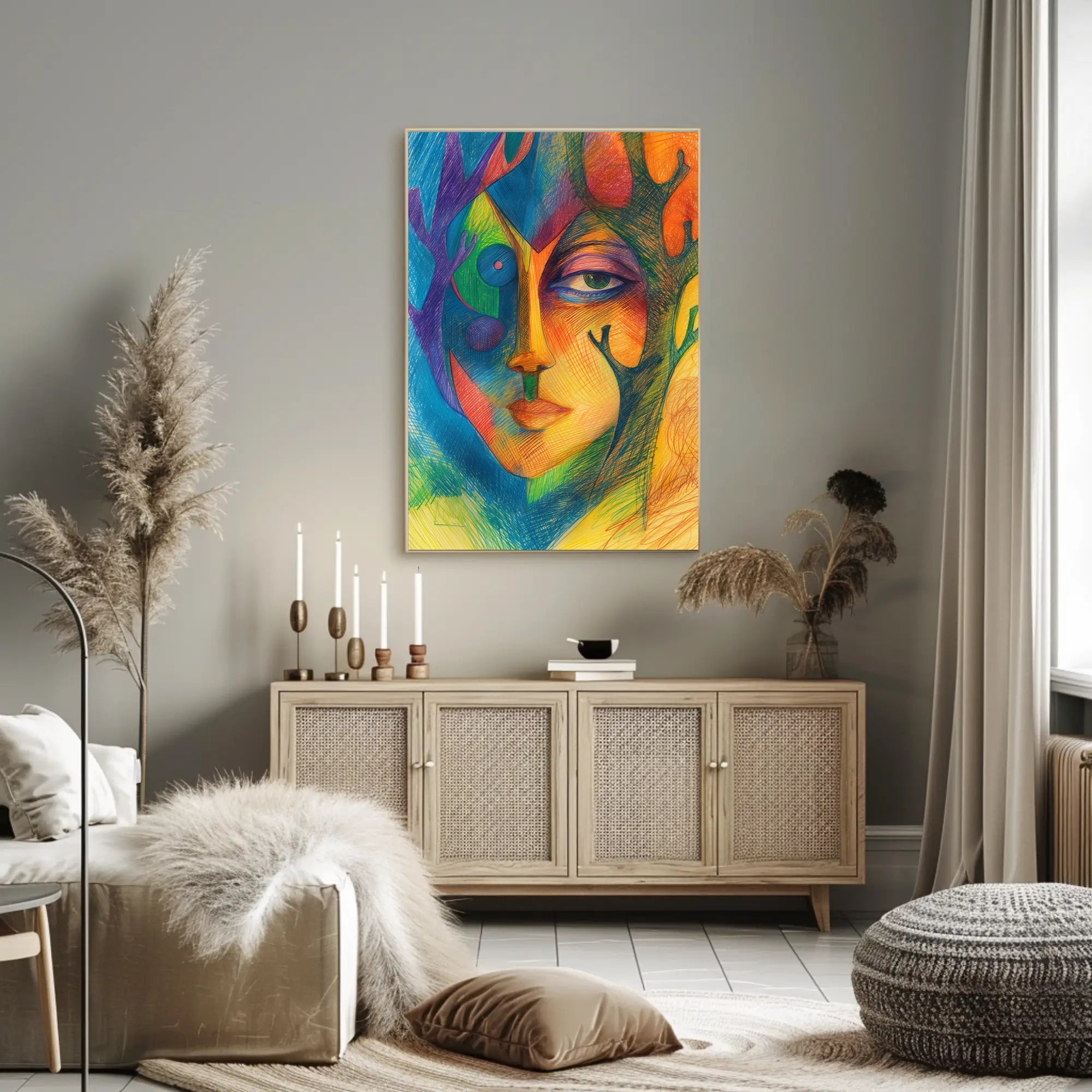 Colorful Fusion of Nature and Humanity Abstract or Artistic Poster PosterGoat